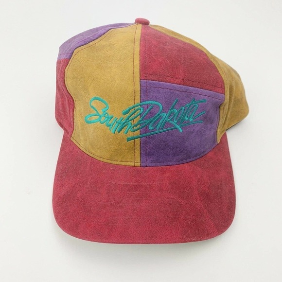 Unbranded Other - VINTAGE South Dakota Patchwork Rayon Multicolor Snapback Trucker Hat Cap